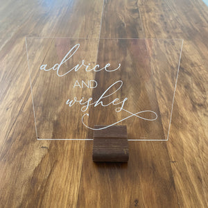 Acrylic Advice and Wishes Sign