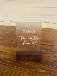 Frosted Acrylic Table Number Collection